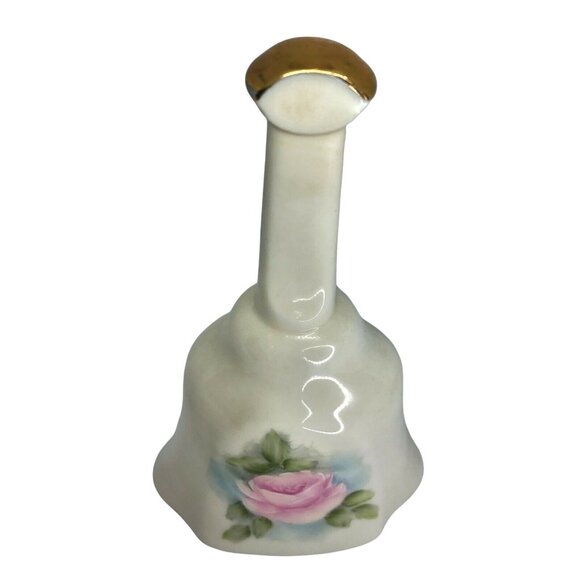 Hand-Painted Ceramic Bell With Pink Rose Design By H. Kline - Picture 2 of 8